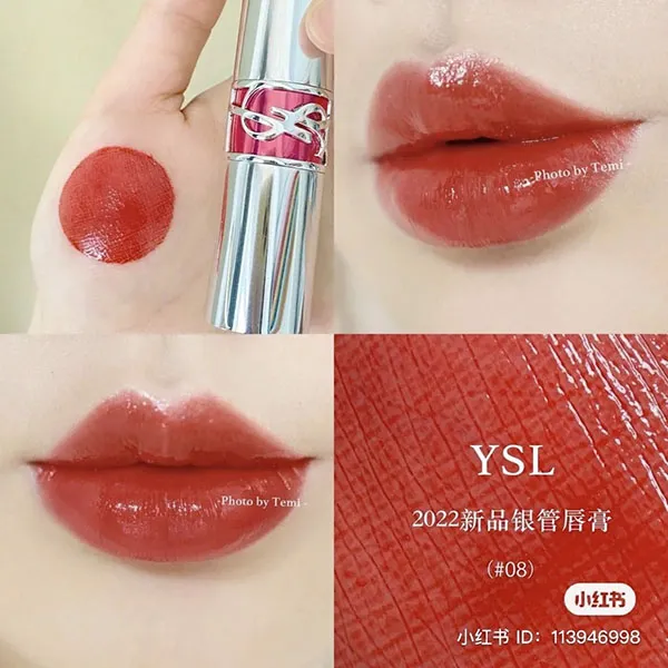 Son Dưỡng Yves Saint Laurent YSL Rouge Volupte Candy Glaze No.08 Chili Delight Màu Cam Cháy - Son Môi - Vua Hàng Hiệu