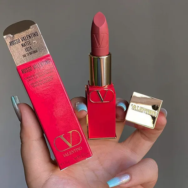 Son Lì Valentino Beauty 107A Ode To Natural Rosso Matte Lipstick Màu Nâu Đất, 3.5g