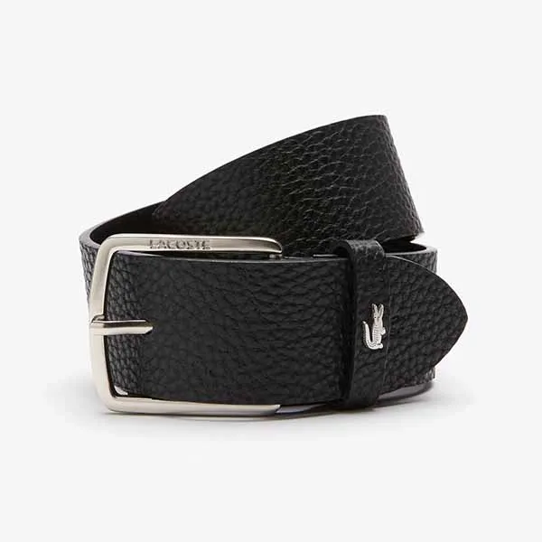 Thắt Lưng Nam Lacoste Men's Belt With Square Buckle Engraved In Leather RC4044 000 Màu Đen Size 110