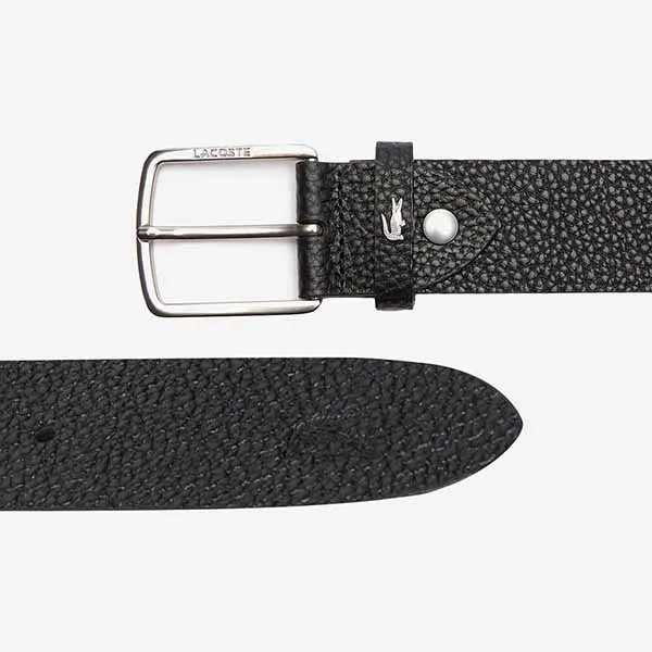 Thắt Lưng Nam Lacoste Men's Belt With Square Buckle Engraved In Leather RC4044 000 Màu Đen Size 110