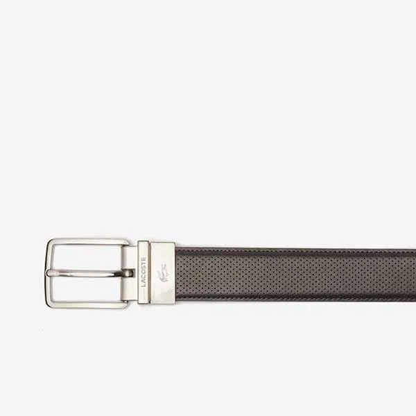 Thắt Lưng Nam Lacoste Men's Engraved Buckle Reversible Piqué Leather Belt RC4002 M84 Màu Nâu Đen Size 130