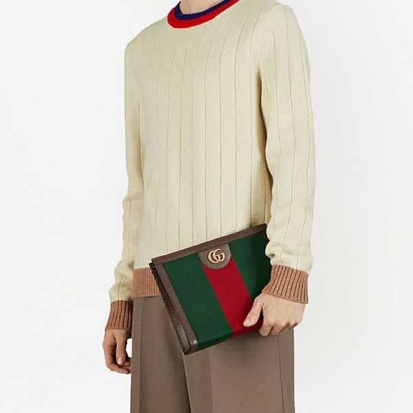 Túi Cầm Tay Nam Gucci GC Web Double G Case Màu Xanh Đỏ - Túi xách - Vua Hàng Hiệu