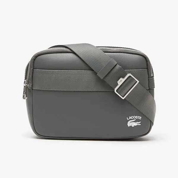 Túi Đeo Chéo Nam Lacoste Men's Leather Printed Gray Messenger Bag NH4018PN J37 Màu Xám
