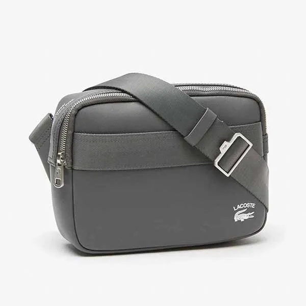 Túi Đeo Chéo Nam Lacoste Men's Leather Printed Gray Messenger Bag NH4018PN J37 Màu Xám