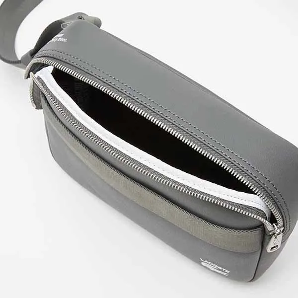 Túi Đeo Chéo Nam Lacoste Men's Leather Printed Gray Messenger Bag NH4018PN J37 Màu Xám