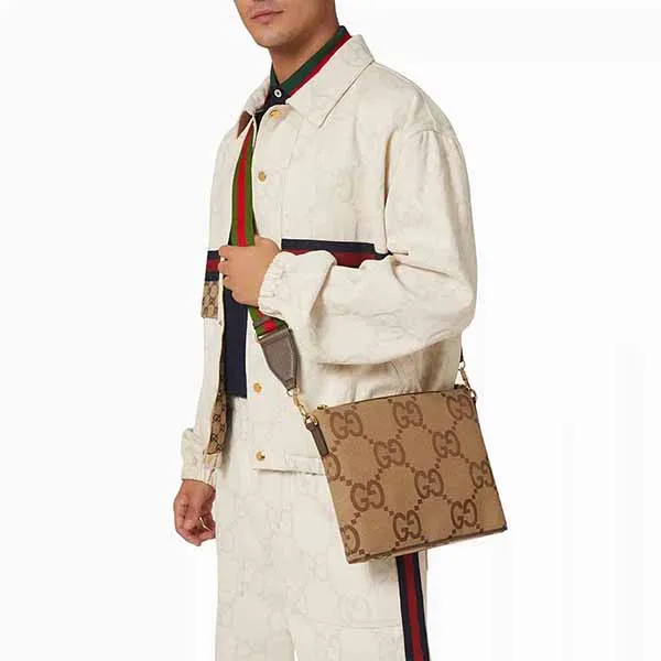 Túi Đeo Chéo Nam Gucci Jumbo GG Messenger Bag In Logo Canvas Màu Nâu - Túi xách - Vua Hàng Hiệu