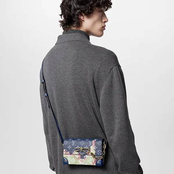 Túi Đeo Chéo Nam Louis Vuitton LV Leather Steamer Voyage Monogram Other M82900 Màu Xanh