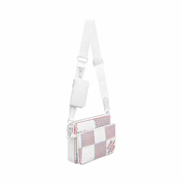Túi Đeo Chéo Nam Louis Vuitton LV Trio Messenger Bag M20665 Màu Trắng Hồng