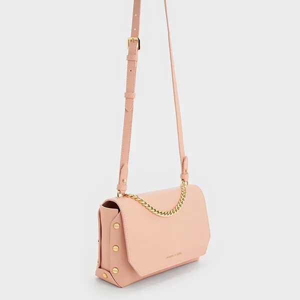 Túi Đeo Chéo Nữ Charles & Keith CNK Clea Chain-Handle Bag Pink 20151374 Màu Hồng
