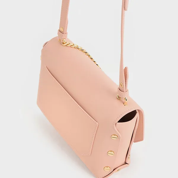 Túi Đeo Chéo Nữ Charles & Keith CNK Clea Chain-Handle Bag Pink 20151374 Màu Hồng