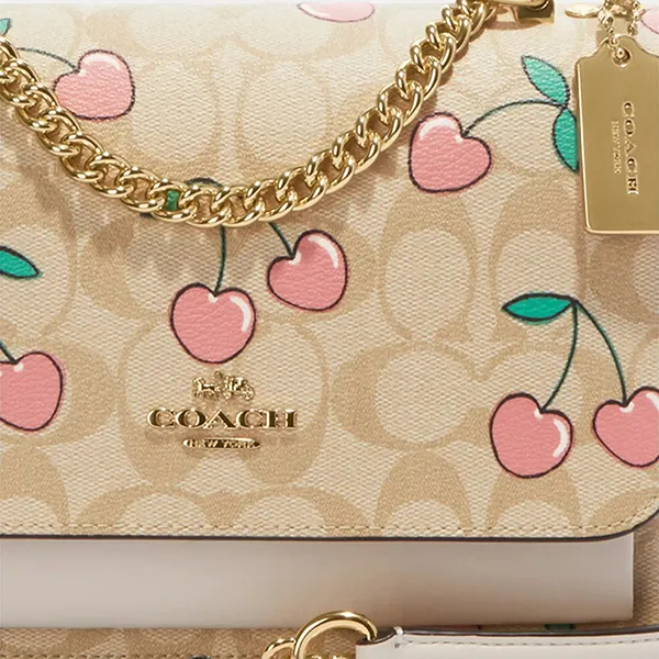 Túi Đeo Chéo Nữ Coach Klare Crossbody In Signature Canvas With Heart Cherry Print CE610 Màu Khaki