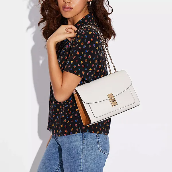 Túi Đeo Chéo Nữ Coach Lane Shoulder Bag C8594 Màu Trắng Kem - Túi xách - Vua Hàng Hiệu