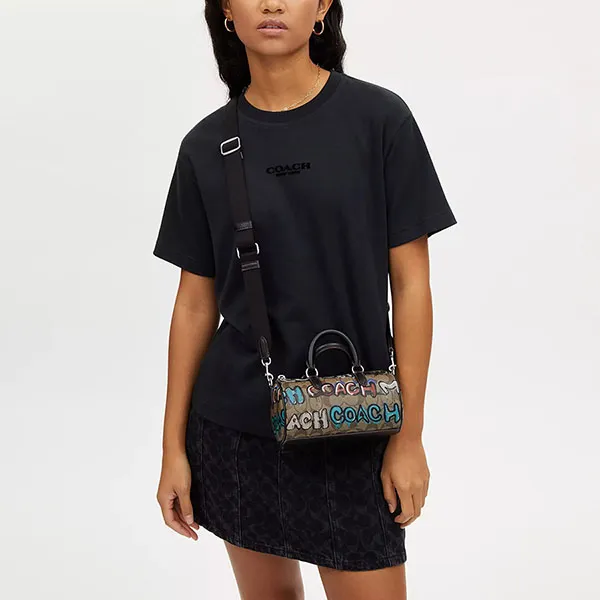 Túi Đeo Chéo Nữ Coach x Mint + Serf Lacey Crossbody In Signature Canvas CM094 Màu Nâu Đen