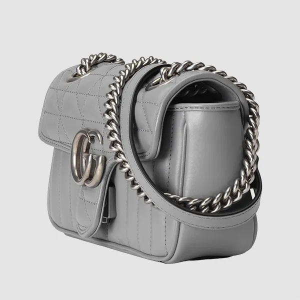 Túi Đeo Chéo Nữ Gucci GG Marmont Mini Shoulder Bag 446744 Màu Xám - Túi xách - Vua Hàng Hiệu