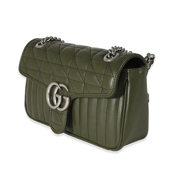 Túi Đeo Chéo Nữ Gucci GG Marmont Mini Shoulder Bag Green Màu Xanh Quân Đội