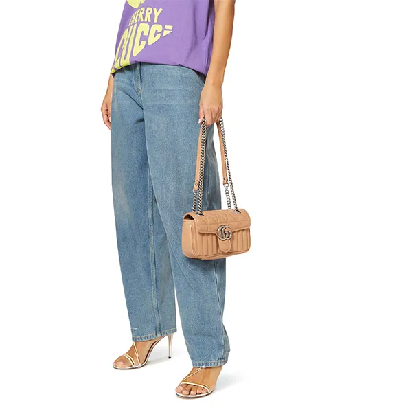 Túi Đeo Chéo Nữ Gucci GG Marmont Mini Shoulder Bag Màu Be Đậm - Túi xách - Vua Hàng Hiệu