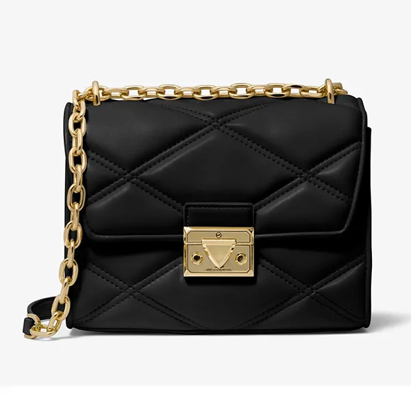 Túi Đeo Chéo Nữ Michael Kors MK Serena Small Quilted Faux Leather Crossbody Bag Màu Đen