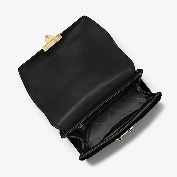 Túi Đeo Chéo Nữ Michael Kors MK Serena Small Quilted Faux Leather Crossbody Bag Màu Đen