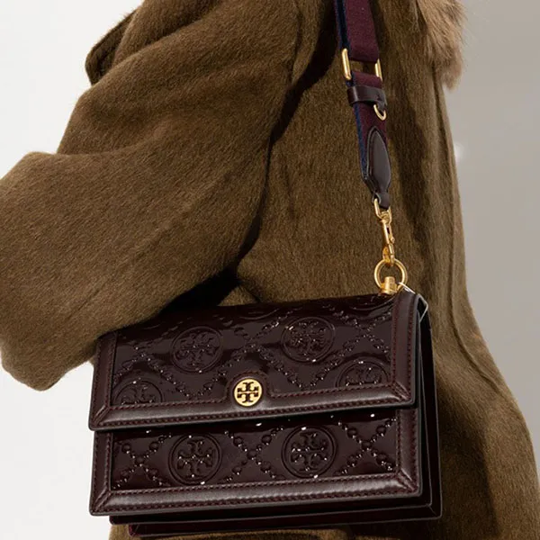 Túi Đeo Chéo Nữ Tory Burch Burgaundy Shoulder Bag In Patent Leather 138895 0-600 Màu Đỏ Mận