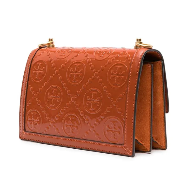 Túi Đeo Chéo Nữ Tory Burch Monogram Patent Embossed Small Shouder Bag 135824 Màu Cam - Túi xách - Vua Hàng Hiệu