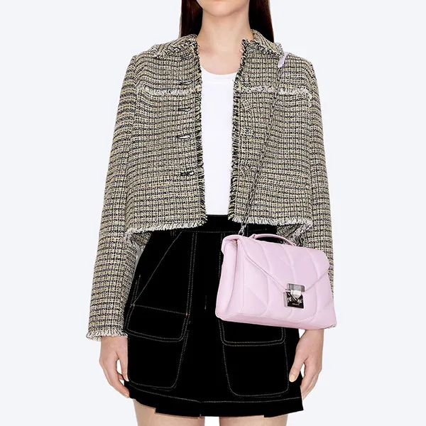 Túi Đeo Vai Nữ Charles & Keith CNK Eudora Chevron Trapeze Bag Lilac 20671469 Màu Hồng Nhạt