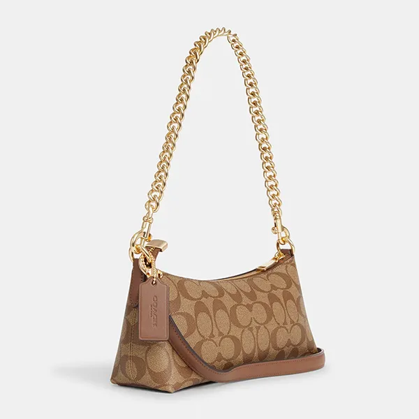 Túi Đeo Vai Nữ Coach Charlotte Shoulder Bag In Signature Canvas CL405 Màu Nâu Khaki - Túi xách - Vua Hàng Hiệu