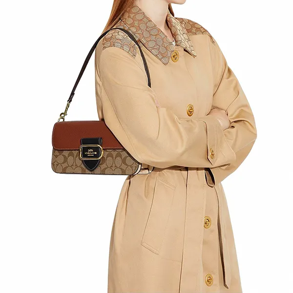 Túi Đeo Vai Nữ Coach Morgan Shoulder Bag In Colorblock Signature Canvas CE560 Màu Nâu - Túi xách - Vua Hàng Hiệu