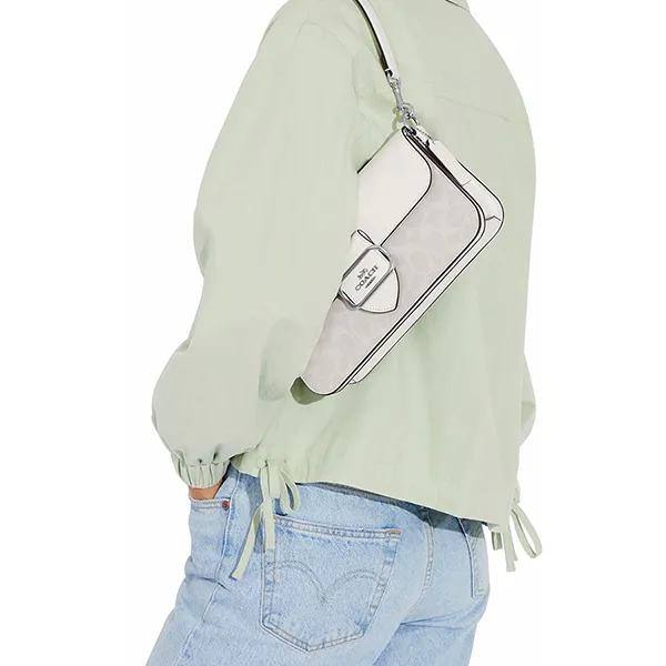 Túi Đeo Vai Nữ Coach Morgan Shoulder Bag In Signature Canvas CJ617 Màu Trắng