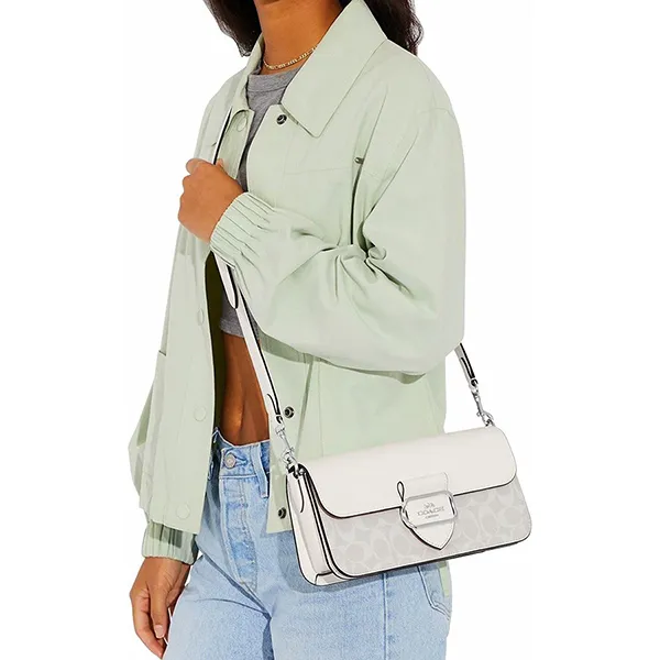 Túi Đeo Vai Nữ Coach Morgan Shoulder Bag In Signature Canvas CJ617 Màu Trắng