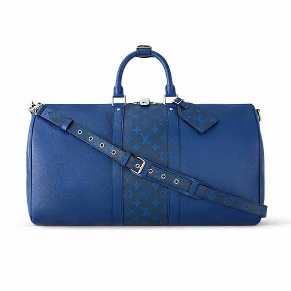 Túi Đựng Đồ Nam Louis Vuitton LV Keepall Bandoulière 50 Bag M53766 Màu Xanh Blue N-HM - Túi xách - Vua Hàng Hiệu