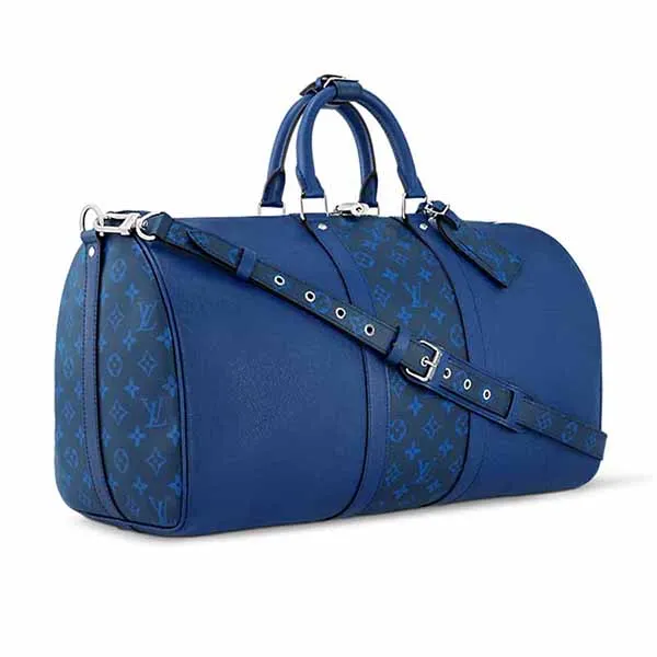 Túi Đựng Đồ Nam Louis Vuitton LV Keepall Bandoulière 50 Bag M53766 Màu Xanh Blue - 3