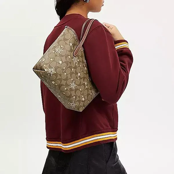 Túi Tote Nữ Coach Mini City In Signature Canvas With Star And Snowflake Print CN682 Màu Nâu Họa Tiết - Túi xách - Vua Hàng Hiệu