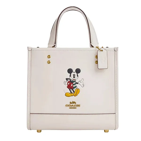 Túi Tote Nữ Coach x Disney Dempsey Tote 22 With Mickey Mouse CM843 Màu Trắng Kem