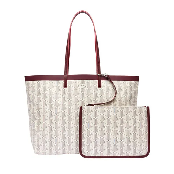 Túi Tote Nữ Lacoste Coated Canvas Monogram Tote Mono Farine Zin NF4478HN M62 Màu Trắng - Túi xách - Vua Hàng Hiệu