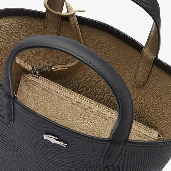Túi Tote Nữ Lacoste Women's Anna Reversible Coated Canvas Bag NF2991AA A91 Hai Mặt Màu Đen/Be - Túi xách - Vua Hàng Hiệu