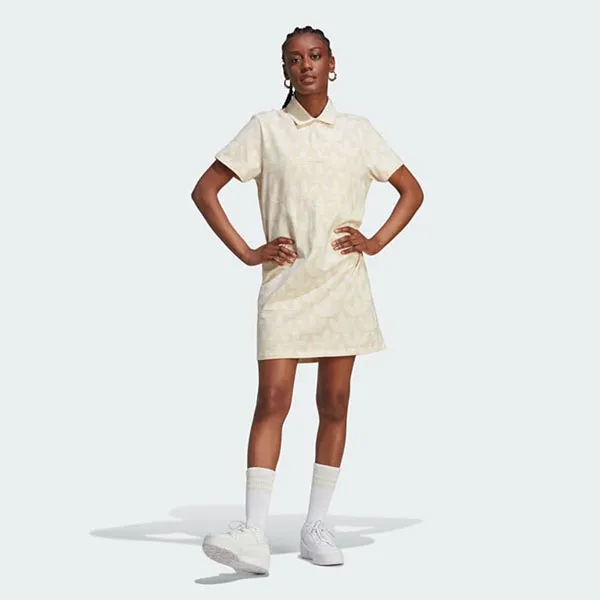 Váy Polo Nữ Adidas Trefoil Monogram Dress IJ6002 Màu Trắng Size S - 1