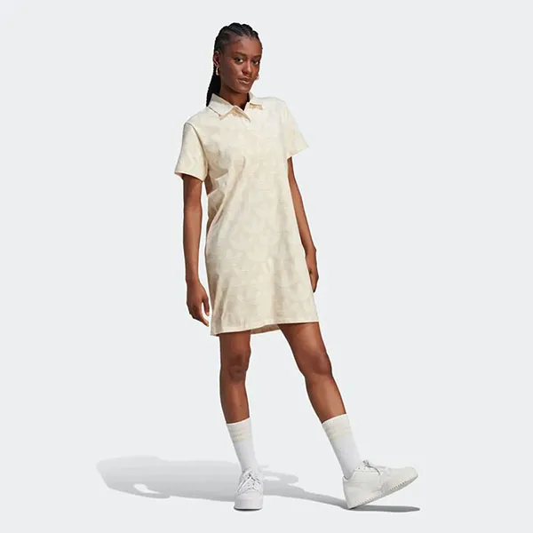 Váy Polo Nữ Adidas Trefoil Monogram Dress IJ6002 Màu Trắng Size S