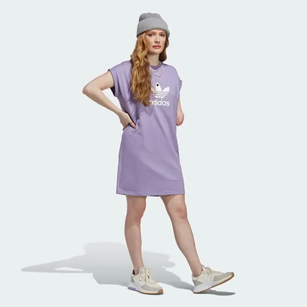 Váy Suông Nữ Adidas Adicolor Classics Trefoil Tee Dress IC5482 Màu Tím Size M - 3