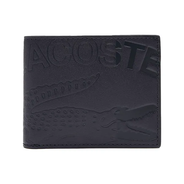 Ví Nam Lacoste Men's Crocodile Print Small Billfold NH4481FW L24 Màu Đen