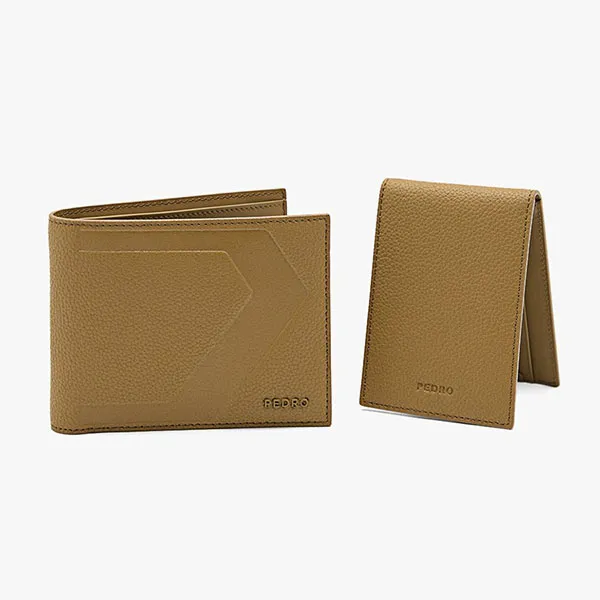 Ví Nam Pedro Leather Bi-Fold Flip Wallet 16500077 Màu Nâu Be