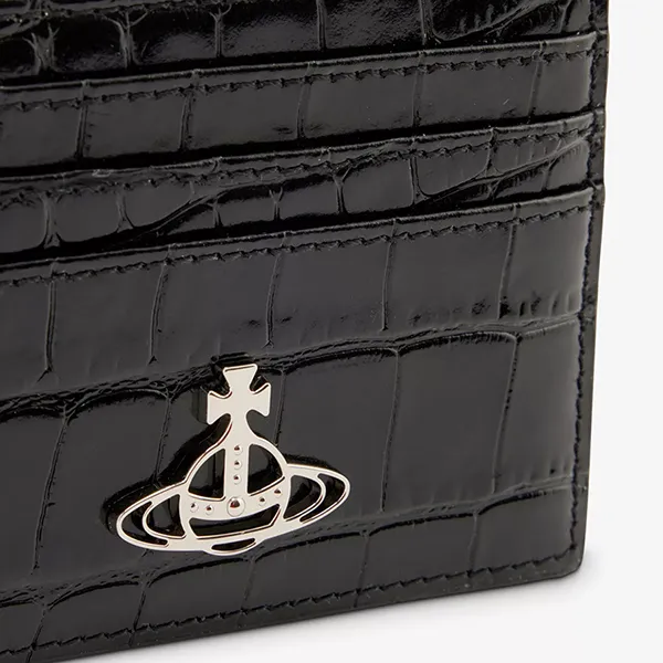 Ví Nữ Vivienne Westwood Embossed Leather Card Holder Màu Đen - Túi xách - Vua Hàng Hiệu