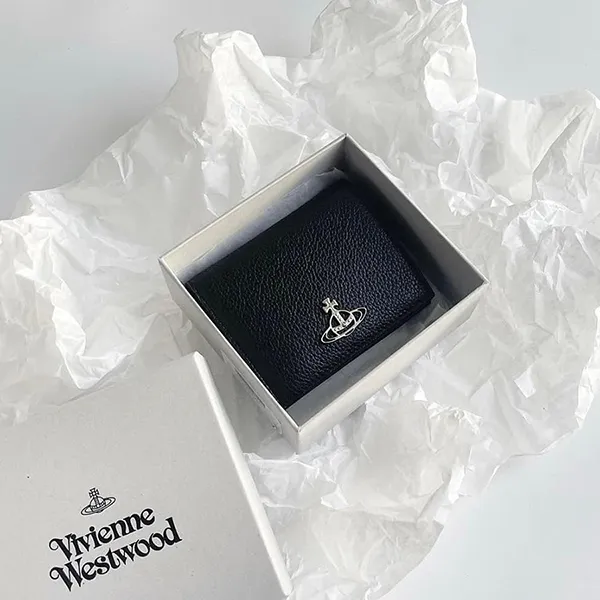 Ví Nữ Vivienne Westwood Grain Leather Woman Billfold Màu Đen - Túi xách - Vua Hàng Hiệu