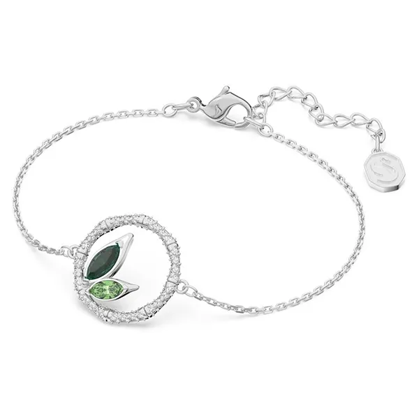 Vòng Đeo Tay Nữ Swarovski Dellium Bracelet Circle, Bamboo, Green, Rhodium Plated 5645375 Màu Xanh Bạc - Trang sức - Vua Hàng Hiệu