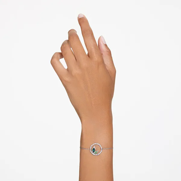 Vòng Đeo Tay Nữ Swarovski Dellium Bracelet Circle, Bamboo, Green, Rhodium Plated 5645375 Màu Xanh Bạc - Trang sức - Vua Hàng Hiệu