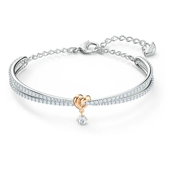 Vòng Đeo Tay Nữ Swarovski Lifelong Heart Bangleheart, White, Mixed Metal Finish 5516544 Màu Bạc