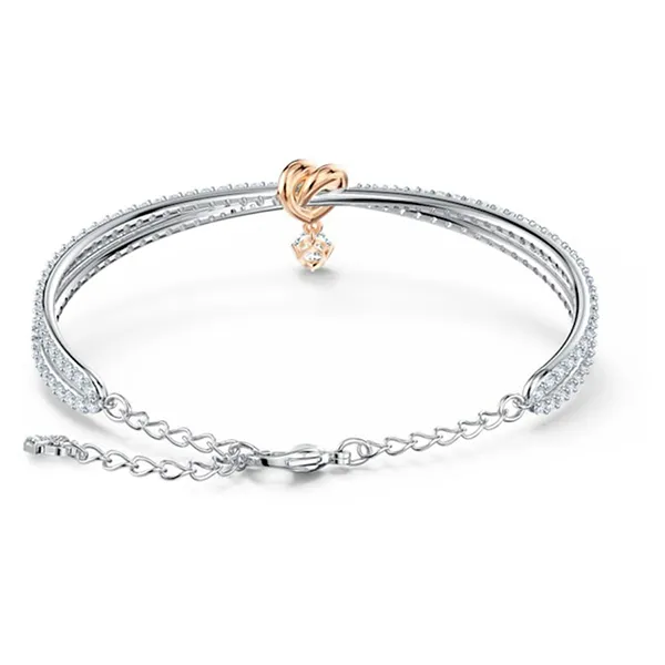 Vòng Đeo Tay Nữ Swarovski Lifelong Heart Bangleheart, White, Mixed Metal Finish 5516544 Màu Bạc