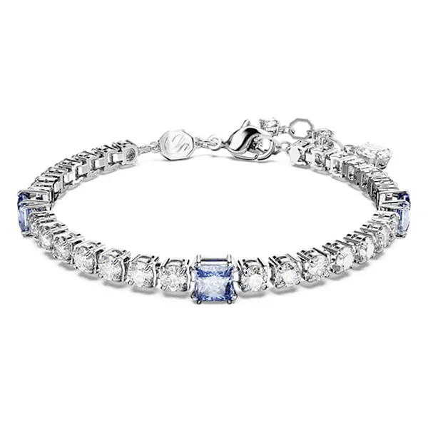 Vòng Đeo Tay Nữ Swarovski Matrix Tennis Bracelet Mixed Cuts, Blue, Rhodium Plated 5666426 Màu Xanh Bạc