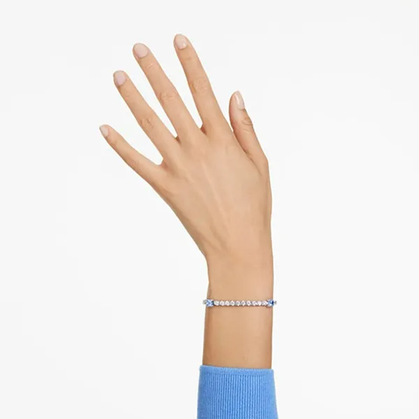 Vòng Đeo Tay Nữ Swarovski Matrix Tennis Bracelet Mixed Cuts, Blue, Rhodium Plated 5666426 Màu Xanh Bạc