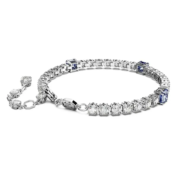 Vòng Đeo Tay Nữ Swarovski Matrix Tennis Bracelet Mixed Cuts, Blue, Rhodium Plated 5666426 Màu Xanh Bạc