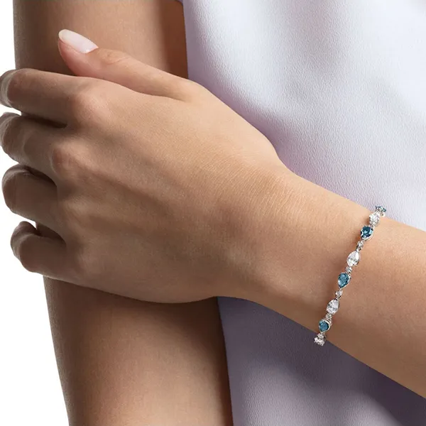 Vòng Đeo Tay Nữ Swarovski Vintage Bracelet, Blue, Rhodium Plated 5466882 Màu Xanh Bạc